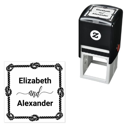 Eleganter Square Rope Knot Frame #1 Bräunungsname Permastempel (Beispiel)