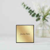 Eleganter Square Script Glamour Schwarz und Gold S Quadratische Visitenkarte (Stehend Vorderseite)