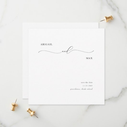 Eleganter Square Swash Wedding Save the Date (Vorderseite/Rückseite Beispiel)