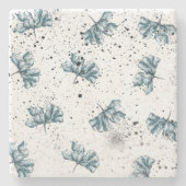 Eleganter Stahl Blau Blütenblume Steinuntersetzer (Vorderseite)