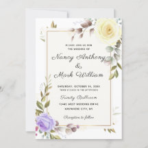 Eleganter staubblauer Blumen-Goldrahmen-Hochzeit