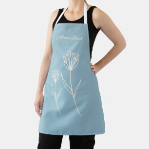 Eleganter staubblauer einfacher Blumenname Schürze