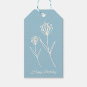 Eleganter staubblauer einfacher Blumenstrauß Geschenkanhänger (Vorderseite)