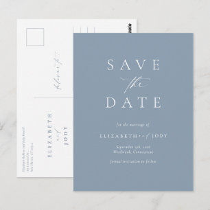 Eleganter Staubblauer Einfacher Save-The-Date-Kale Postkarte