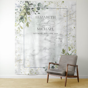 Eleganter staubblauer Eukalyptus-Grünmarmor Wandteppich