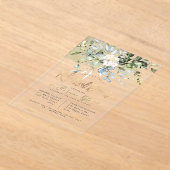 Eleganter Staubblauer Eukalyptus-Probeabend Acryleinladungen (Ablage )