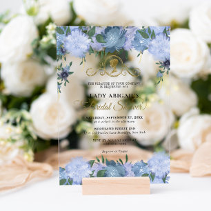 Eleganter staubblauer florale viktorianischer Brau Acryleinladungen
