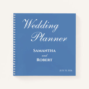 Eleganter Staubblauer Floraler Line-Art-Hochzeitsp Notizblock