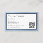 Eleganter staubblauer Folienrand-Logo-QR-Code Visitenkarte (Rückseite)