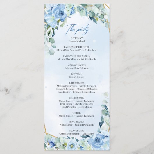 Eleganter, staubblauer Goldrahmen in Aquarellfarbe Programm (Rückseite)