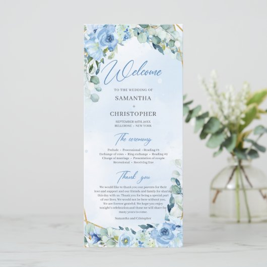 Eleganter, staubblauer Goldrahmen in Aquarellfarbe Programm (Stehend Vorderseite)