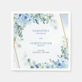 Eleganter, staubblauer Goldrahmen in Aquarellfarbe Serviette (Vorderseite)