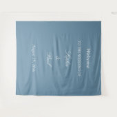 Eleganter Staubblauer Hochzeits-Willkommens-Teppic Wandteppich (Vorderseite (Horizontal))
