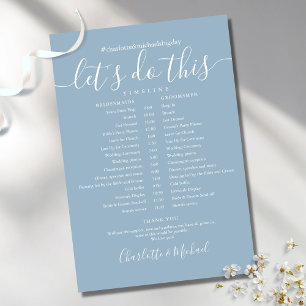 Eleganter Staubblauer Hochzeitsplan Zeitachse
