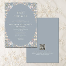 Eleganter Staubblauer QR-Code Wildflower-Baby-Part
