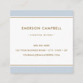 Eleganter staubblauer Rand minimal beruflich Quadratische Visitenkarte (Rückseite)