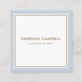 Eleganter staubblauer Rand minimal beruflich Quadratische Visitenkarte (Vorderseite)