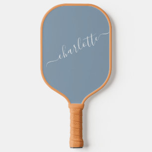 Eleganter Staubblauer Schriftzug Moderner Name Per Pickleball Schläger