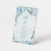 Eleganter, staubblauer silberfarbener Aquarellrahm Sockelschild (Vorderseite)