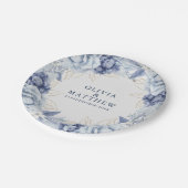 Eleganter Staubblauer und Hellblauer Floraler Hoch Pappteller (Schrägansicht)