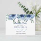 Eleganter staubblauer Wasserfarben-Blumen-Eukalypt Save The Date (Stehend Vorderseite)