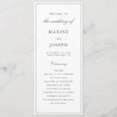Eleganter Staubgrün-Script-Klassiker Hochzeit Programm (Vorderseite)