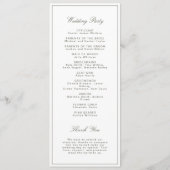 Eleganter Staubgrün-Script-Klassiker Hochzeit Programm (Rückseite)