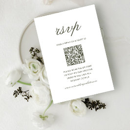 Eleganter Staubgrüner Klassischer Hochzeits-QR-Cod RSVP Karte