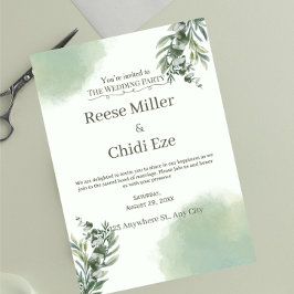 Eleganter staubgrüner Schriftzug Hochzeit Jubiläum Einladung