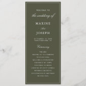 Eleganter Staubgrüner Skript Klassische Hochzeit Programm (Vorderseite)