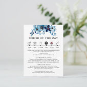 eleganter staubiger Blauton Wasserfarben Blumenstr Begleitkarte (Stehend Vorderseite)