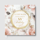 Eleganter, staubiger goldfarbener Geburtstag Gästebuch (Vorderseite)