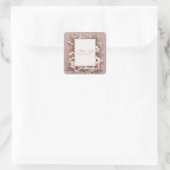 Eleganter staubiger rosa rustikaler Blumenrahmen m Quadratischer Aufkleber (Tasche)