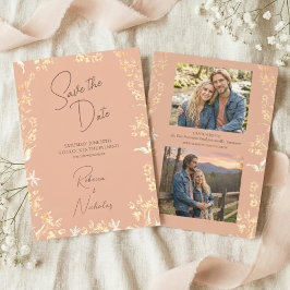 Eleganter staubiger Terrakotta-Kupfer-Wildblumen-2 Save The Date
