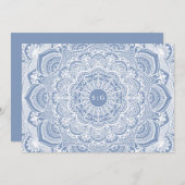 Eleganter, staubiger, weißer Spitzenmanala Dankeskarte (Vorne/Hinten)
