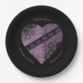 Eleganter Steamphansherz Hochzeitsempfang Pappteller (Vorderseite)