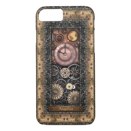Eleganter Steampunk personalisiert Case-Mate iPhone Hülle (Rückseite)