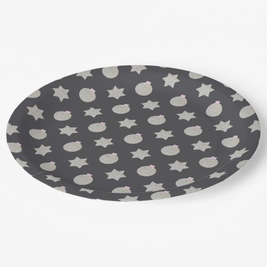 Eleganter Stern und Weihnachten Bauble Silver und  Pappteller (Schrägansicht)