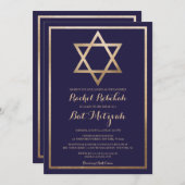 Eleganter Stern von David: Moderner Bat Mitzvah Einladung (Vorne/Hinten)