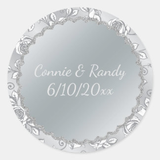 Eleganter Sticker für die Silver Monogram Hochzeit