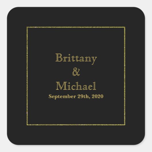 Eleganter Sticker für Schwarz-Gold-Rahmen-Hochzeit (Vorderseite)