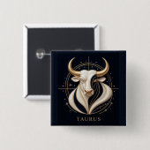 ♉ Eleganter Stier-Zodiac Gold-Bulle Astrologie ✨ Button (Vorne & Hinten)
