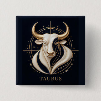 ♉ Eleganter Stier-Zodiac Gold-Bulle Astrologie ✨ Button