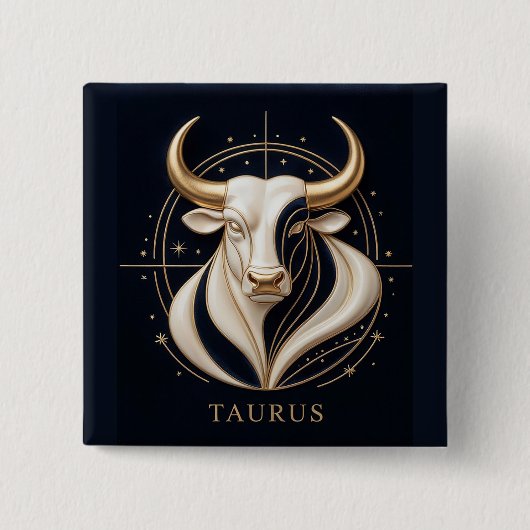 ♉ Eleganter Stier-Zodiac Gold-Bulle Astrologie ✨ Button (Vorderseite)