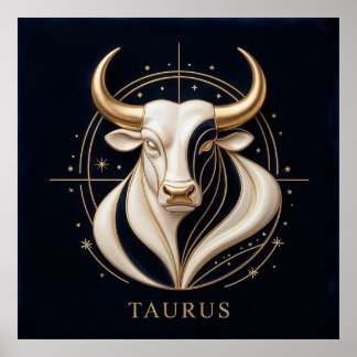 ♉ Eleganter Stier-Zodiac Gold-Bulle Astrologie ✨ Poster