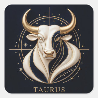 ♉ Eleganter Stier-Zodiac Gold-Bulle Astrologie ✨ Quadratischer Aufkleber