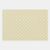 Eleganter Stil Blassbeige Ecru und weiße Polka Dot Geschenkpapier Set (Vorderseite 3)