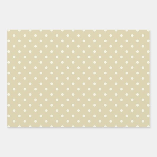 Eleganter Stil Blassbeige Ecru und weiße Polka Dot Geschenkpapier Set (Vorderseite 3)