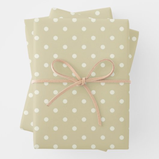 Eleganter Stil Blassbeige Ecru und weiße Polka Dot Geschenkpapier Set (Beispiel)
