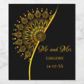 Eleganter Stil Ethno Mandala schwarz verziert Weinetikett (Einzelnes Label)